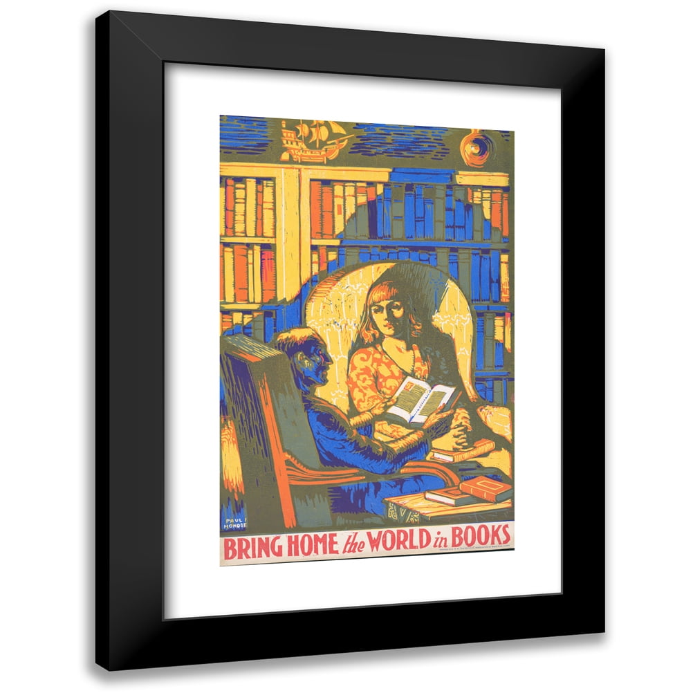 Paul Honoré 11x14 Black Modern Framed Museum Art Print Titled - Bring Home the World in Books (1920-1930)