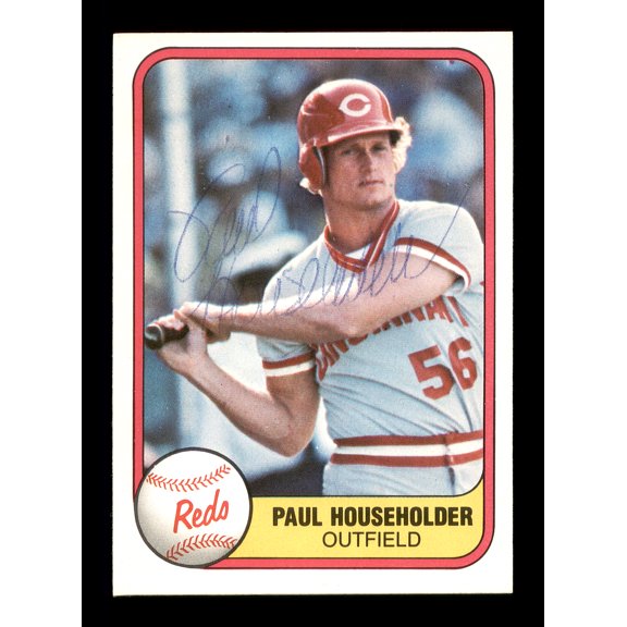 Paul Householder Autographed 1981 Fleer Rookie Card #217 Cincinnati Reds SKU #166531