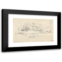 Paul Huet 14x10 Black Modern Framed Museum Art Print Titled - View of the Chateau at Folembray (ca. 1831)