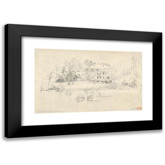 Paul Huet 14x10 Black Modern Framed Museum Art Print Titled - View of the Chateau at Folembray (ca. 1831)