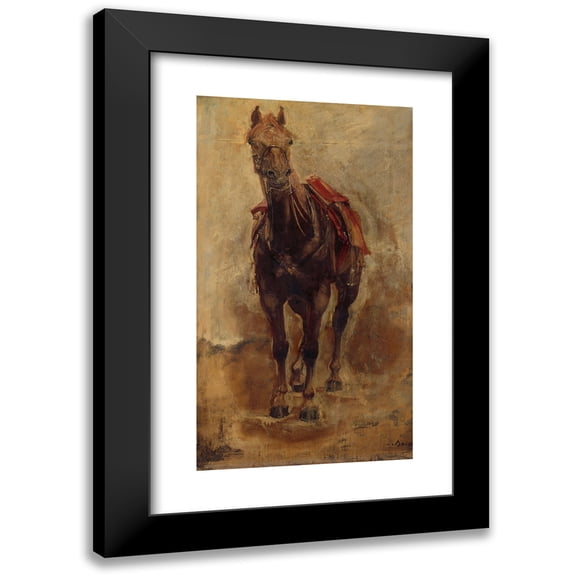Paul-Jacques-Aimé Baudry 10x14 Black Modern Framed Museum Art Print Titled - Horse Study for the Equestrian Portrait of the Count of Palikao. (1876)