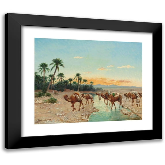 Paul Jean Baptiste Lazerges 18x15 Black Modern Framed Museum Art Print Titled - The Caravan (1898)