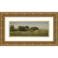thumbnail image 1 of Paul Joseph Constantin Gabriël 14x8 Gold Ornate Wood Frame and Double Matted Museum Art Print Titled - Landscape Near Abcoude (1860 - 1870), 1 of 4
