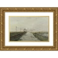 thumbnail image 1 of Paul Joseph Constantin Gabriël 24x17 Gold Ornate Framed and Double Matted Museum Art Print Titled - Landscape with a Train (1887), 1 of 4