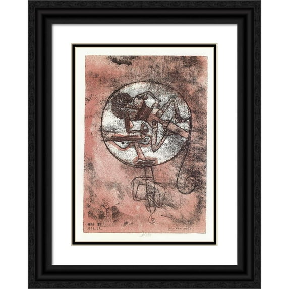 Paul Klee 11x14 Black Ornate Wood Framed Double Matted Museum Art Print Titled: The Lover (1923)