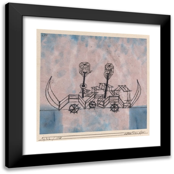 Paul Klee 12x12 Black Modern Framed Museum Art Print Titled - Old Steamer (Old Steamboat) (1922)