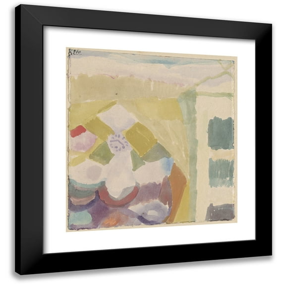 Paul Klee 12x13 Black Modern Framed Museum Art Print Titled - Interior with the Clock (Interior with the Clock) (1913)