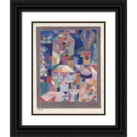 Paul Klee 12x14 Black Ornate Wood Framed Double Matted Museum Art Print Titled: Castle Garden (1919)
