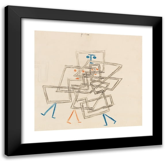 Paul Klee 13x12 Black Modern Framed Museum Art Print Titled - Three in Confused (1930)