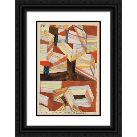 Paul Klee 13x18 Black Ornate Wood Framed Double Matted Museum Art Print Titled - Transparent-Perspective Added (II.) (1921)