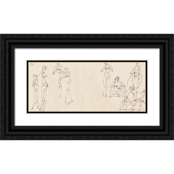 Paul Klee 14x8 Black Ornate Wood Framed Double Matted Museum Art Print Titled: Offer (1912)