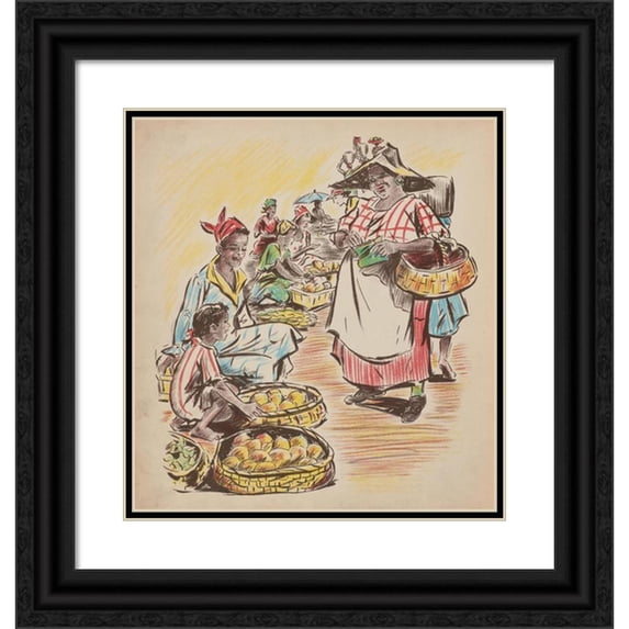 Paul Klee 15x16 Black Ornate Wood Framed Double Matted Museum Art Print Titled - Suburban Idyll (Gartenstadtidyll) (1926)