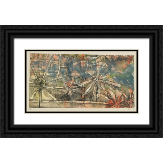 Paul Klee 18x12 Black Ornate Wood Framed Double Matted Museum Art Print Titled - Lanterns (Street Lamps) (1912)