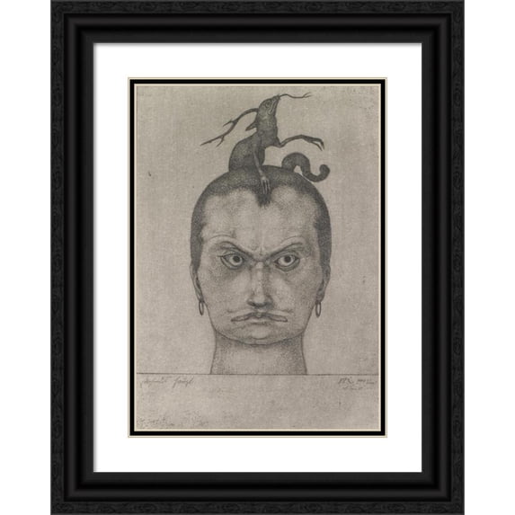 Paul Klee 18x24 Black Ornate Framed Double Matted Museum Art Print Titled: Impending Head (1905)