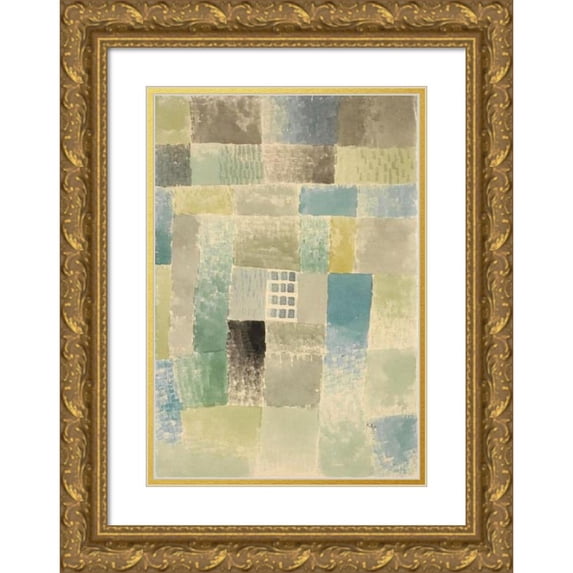 Paul Klee 18x24 Gold Ornate Framed and Double Matted Museum Art Print Titled - First House of a Settlement (1926)