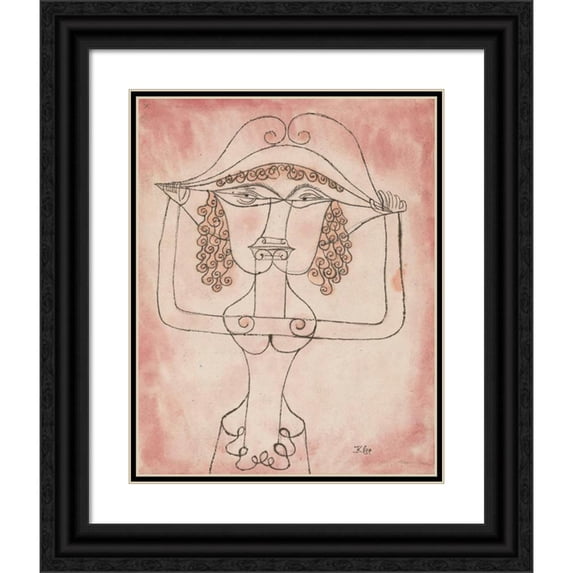 Paul Klee 20x24 Black Ornate Framed Double Matted Museum Art Print Titled: Singer of the Comic Opera (1923)