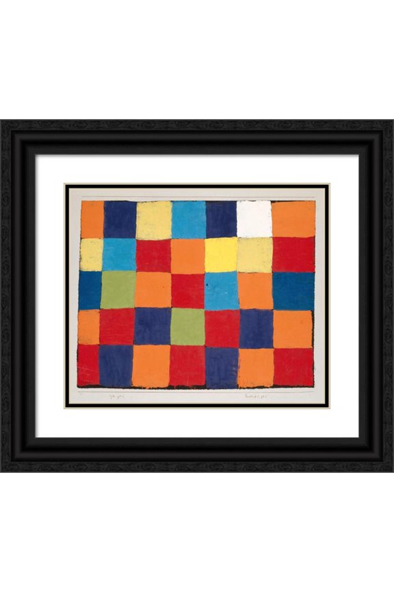 Paul Klee 23x20 Black Ornate Framed Double Matted Museum Art Print Titled: Color Chart ‘Qu 1’ (1930)