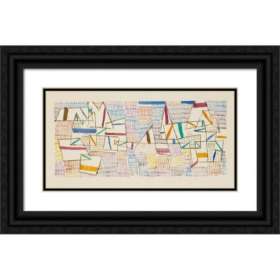 Paul Klee 24x14 Black Ornate Framed Double Matted Museum Art Print Titled: Cote De Provence 7 (1927)