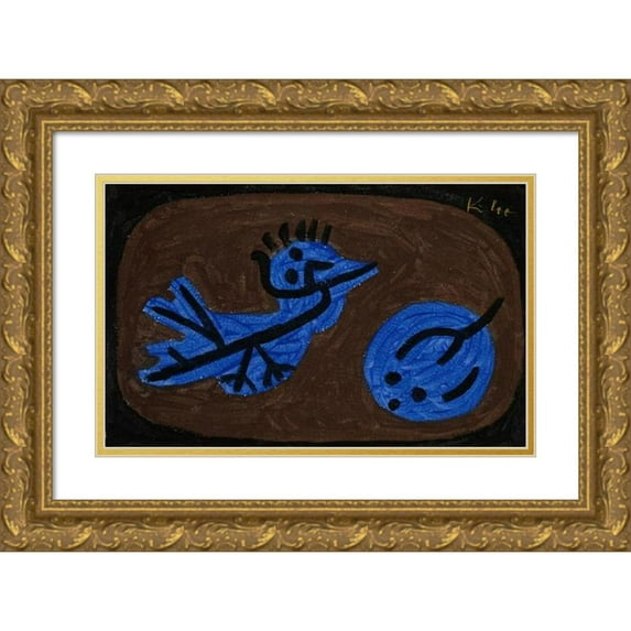 Paul Klee 24x17 Gold Ornate Framed and Double Matted Museum Art Print Titled - Blue-Bird-Pumpkin (1939)