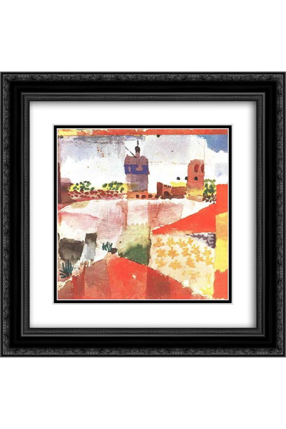 Paul Klee 2x Matted 20x20 Black Ornate Framed Art Print 'Hammamet with mosque'
