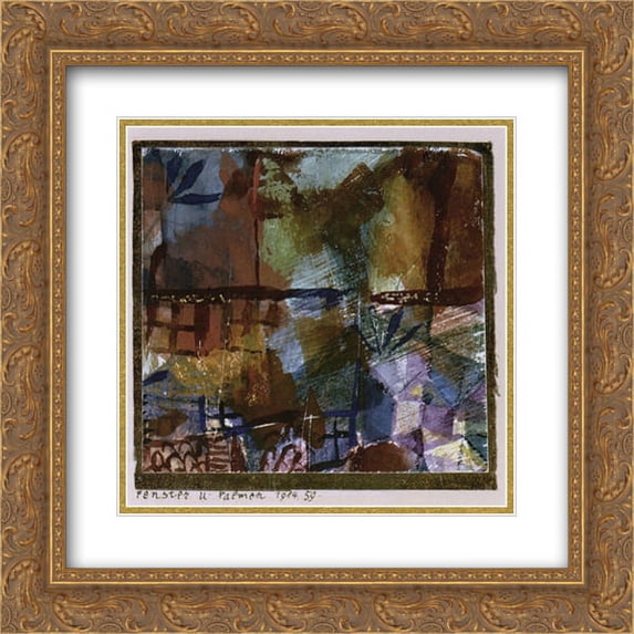 Paul Klee 2x Matted 20x20 Gold Ornate Framed Art Print 'Windows and palm trees?'