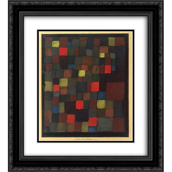 Paul Klee 2x Matted 20x24 Black Ornate Framed Art Print 'Abstract Colour Harmony in Squares with Vermillion Accents'