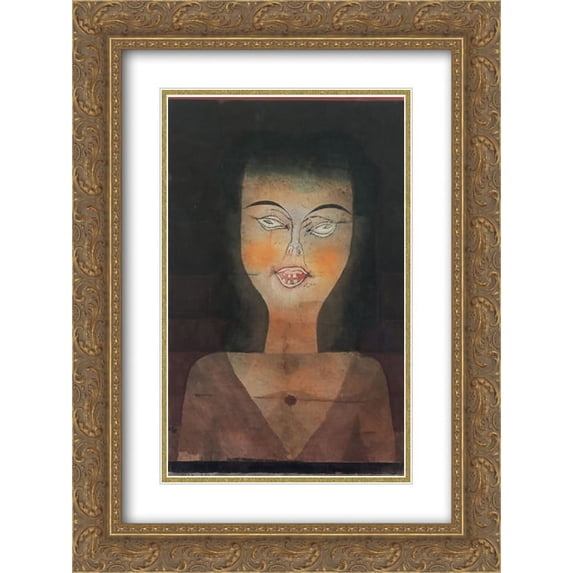 Paul Klee 2x Matted 20x24 Gold Ornate Framed Art Print 'Possessed girl?'
