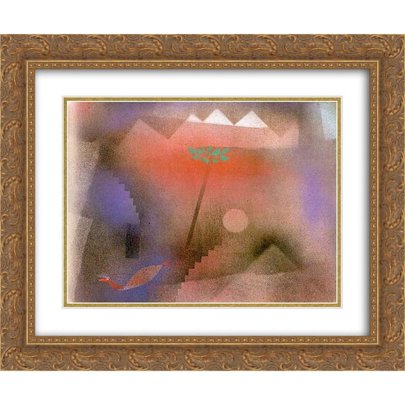 Paul Klee 2x Matted 24x20 Gold Ornate Framed Art Print 'Bird Wandering Off'