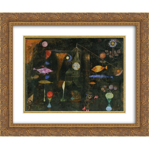 Paul Klee 2x Matted 24x20 Gold Ornate Framed Art Print 'Fish Magic'