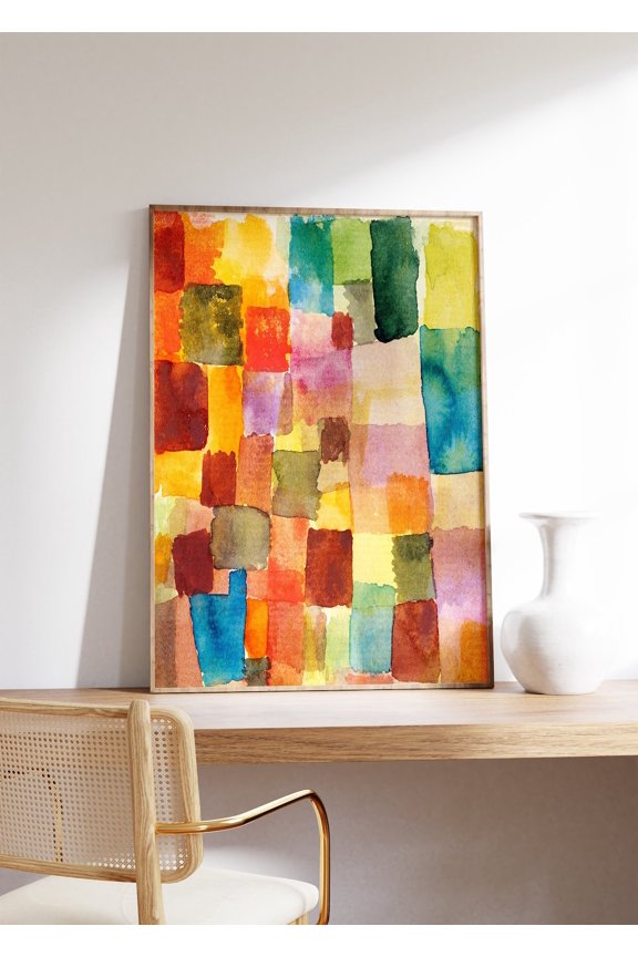 Paul Klee Abstract Art Print, Geometric Color Chart, Contemporary Wall Art, Mid-Century Modern Decor, Bauhaus Watercolor, Art #3313, Unframed Poster Size 8x12