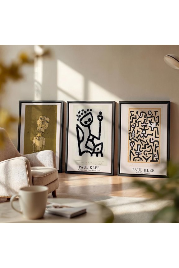 Paul Klee Abstract Framed Print Modern Art Wall Decor Mid Century Gallery Wall Art Set 3
