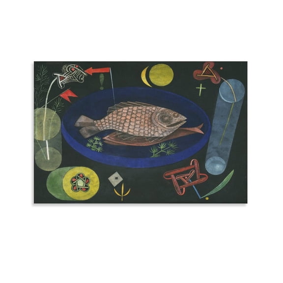 Paul Klee Around The Fish Art Poster Canvas Poster Wall Art Picture Prints Hanging Photo Gift Decor Home Posters Artworks 08x12inch(20x30cm)