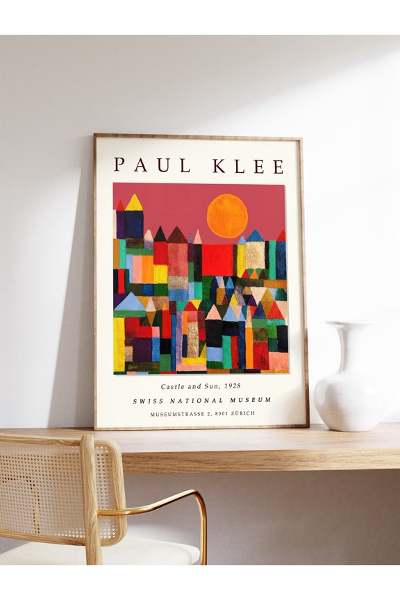 Paul Klee Castle and Sun Abstract Modern Colorful Exhibition Wall Art Print, Unframed Paper Poster 8x10in