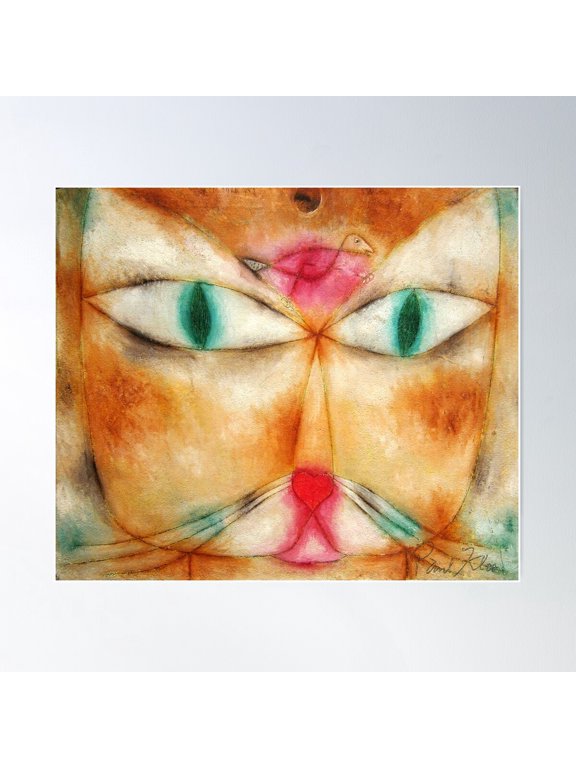 Paul Klee - Cat And Bird W Signature Poster Wall Art Modern Wall Decor For Living Room Bedroom Art