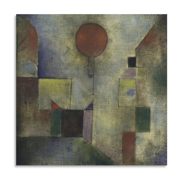 Paul Klee-Roter Ballon Picture Print Canvas Poster Wall Paint Art Posters Decor Modern Home Artworks Gift 16x16inch(40x40cm)