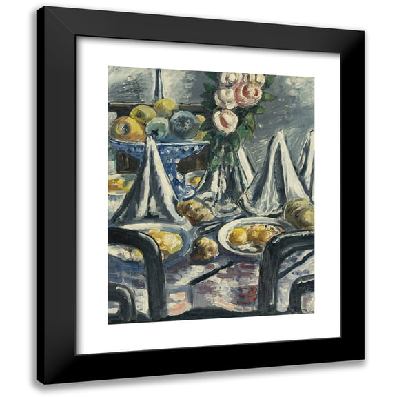 Paul Kleinschmidt 12x14 Black Modern Framed Museum Art Print Titled - Muted Table with Napkins and Roses (Table Set with Napkins and Roses) (1948)