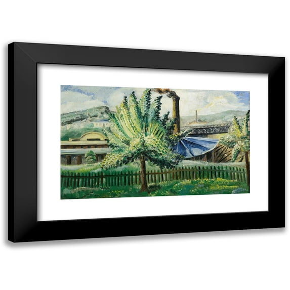 Paul Kleinschmidt 14x10 Black Modern Framed Museum Art Print Titled - Guterbahnhof, Baumgarten in Front of the Freight Station (1927)