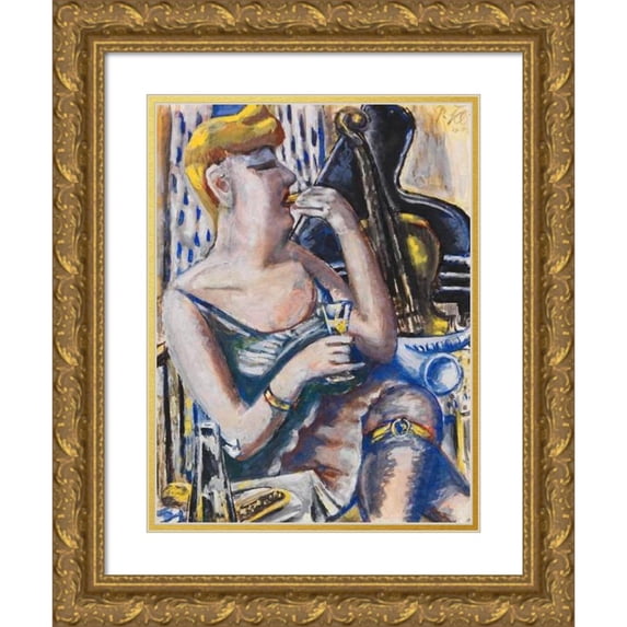 Paul Kleinschmidt 14x18 Gold Ornate Wood Frame and Double Matted Museum Art Print Titled - The Musician During the Break (Dining End, Women's Chapel) (1944)