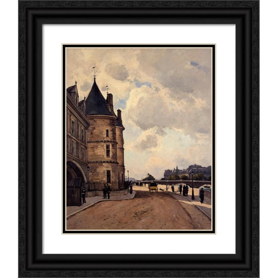 Paul Lecomte 20x24 Black Ornate Framed Double Matted Museum Art Print Titled: The Quai De L'Horloge (1882)