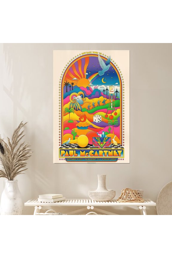 Paul McCartney Get Back Tour 2025 Poster Palm Desert CA Sept 29 Size 24''x36'' Goldengate