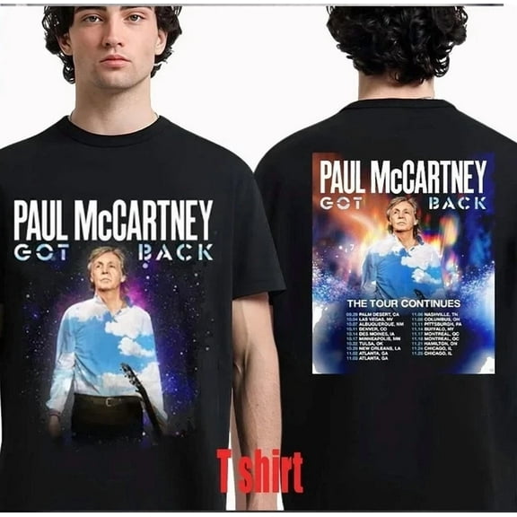 Paul McCartney Got Back Tour 2025 North America T-shirt ,Black Color,Size M