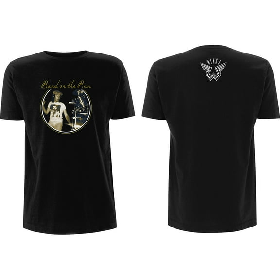 Paul McCartney Unisex T-Shirt Wings Band on the Run (Back Print) (Medium)