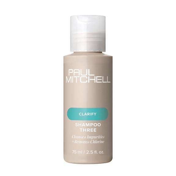 Paul Mitchell Shampoo Three, Clarifying Shampoo, Cleanses Impurities + Removes Chlorine, For All Hair Types, Great For Swimmers, 2.5 fl oz.