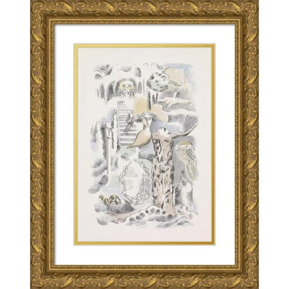 Paul Nash 14x18 Gold Ornate Wood Frame and Double Matted Museum Art Print Titled - Ghosts (1932)