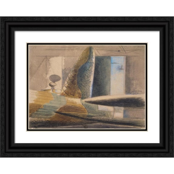 Paul Nash 18x14 Black Ornate Wood Framed Double Matted Museum Art Print Titled - Bomber Lair - Egg and Fin (1940)