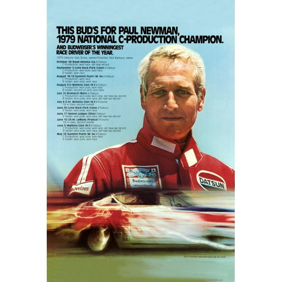 Paul Newman Racing Poster Metal Sign 8Inx 12In Metal Print 8x12 Square Adults Best Posters