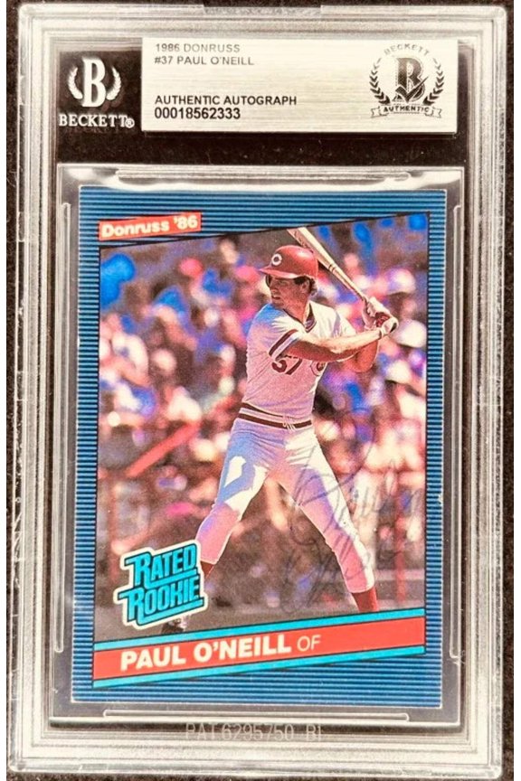 Paul O'Neill autographed Cincinnati Reds 1986 Donruss Rookie Card BAS