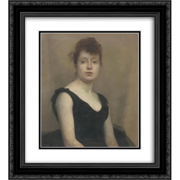 Paul Peel 2x Matted 20x24 Black Ornate Framed Art Print 'Portrait of a girl'