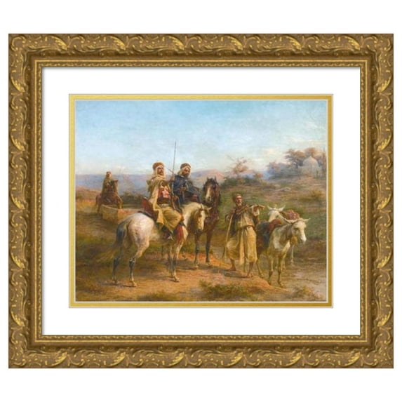 Paul Philippoteaux 24x20 Gold Ornate Framed and Double Matted Museum Art Print Titled - Riders in the Desert