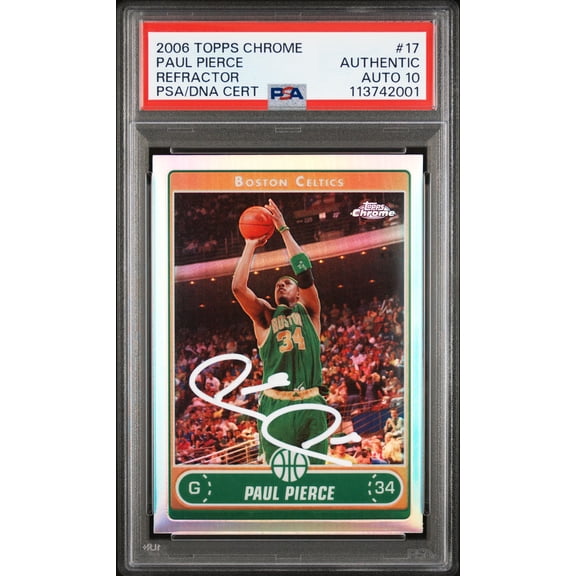 Paul Pierce 2006 Topps Chrome Refractor Signed Card #17 Auto Graded PSA 10 42001